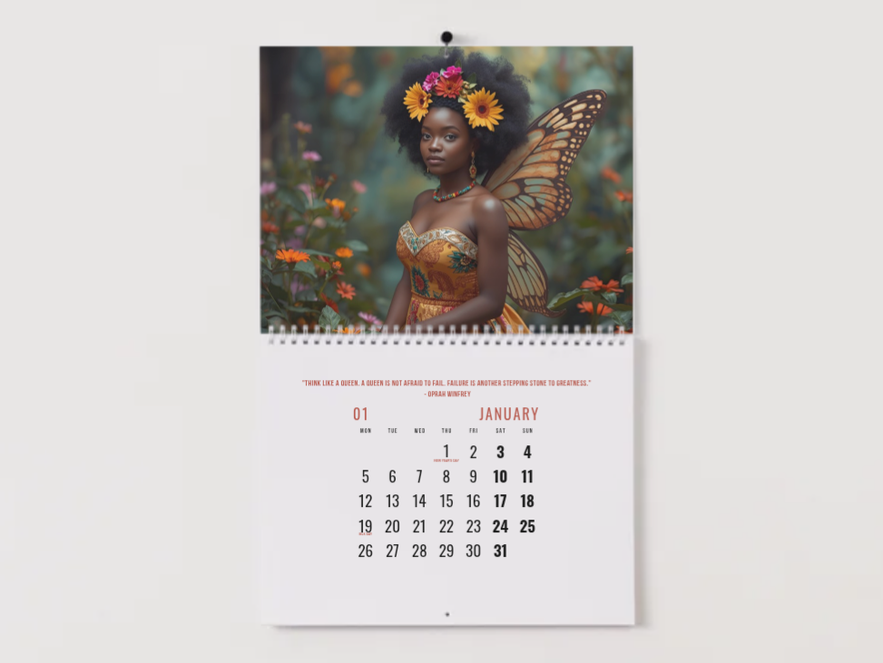 NEW! 2026 Calendar - Princesses & Fairies with Inspirational Quotes From Black Women